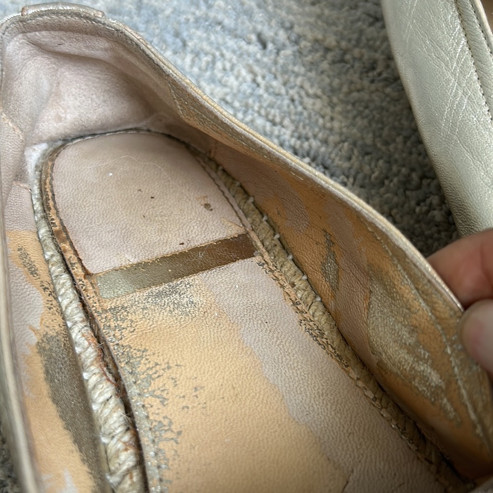 YSL / Saint Laurent gold espadrilles. 37.5